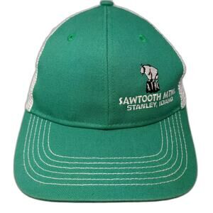 Ahead Baseball Cap Green White Mesh Hat OS Sawtooth Mtns Stanley Idaho Slideback